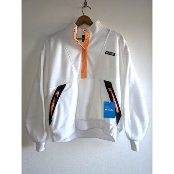 Columbia Winter Trainer Fleece Pullover Womens Size XL 1/4 Snap Anorak White NEW - Picture 2 of 7